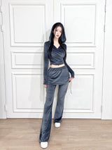 1072. Velvet shirring sk-pt (3color)