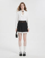 [PRE- FALL] Léa Lace Layered Pleated Mini Skirt Black