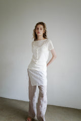 Linen rayon jacquard pants, Grey