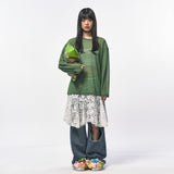 シースルー長袖Tシャツ GREEN
