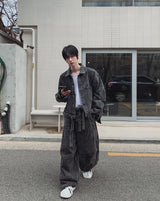 イーストベルトワイドデニムパンツ
