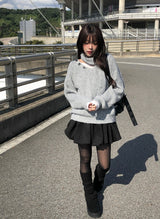 Corning Muffler Button V-Neck Knit Set