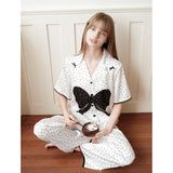 Black and white polka dot printed pajamas｜Suitable for all seasons