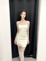 1110. Jacquard satin sleeveless mini ops (2color)