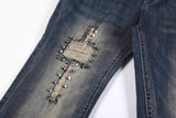 Cross Distressed Denim Pants