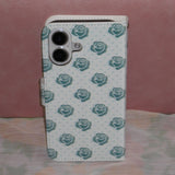 Rose Rose Dot Til Blue Turquoise Vintage Diary Leather Card wallet Phone case