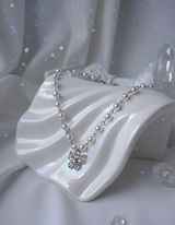 バタフライフェアリーパールチョーカーネックレス - Silver Color