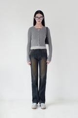 KIRSH PLAIN SEMI FLARE DENIM PANTS [LIGHT CHARCOAL]