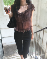 Frill shirring blouse