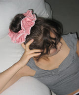 Ruffle Check Scrunchie (Red)