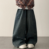 Allt Hem Snap Pin Tuck Washed Denim Wide Pants