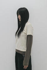 レイヤードストライプクロップTシャツ イエロー