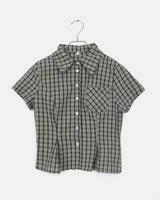 Ashen Checkered Collar Pintuck Shirt