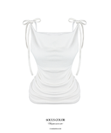 Lina Ribbon Drape Sleeveless Top (3color)