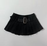 Derena Belt Pleats Skirt (Black)