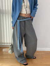 texture cotton sweat banding pants