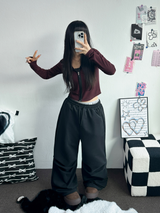 ツーピンタックパラシュートワイドパンツ 🤍🩶🖤4COLOR