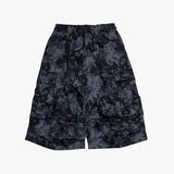 tiedye capri cargo shorts_black