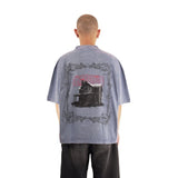 HIERARCHY STUDIOS Unsolved - ブルーフレイムハウスオーバーサイズTシャツ