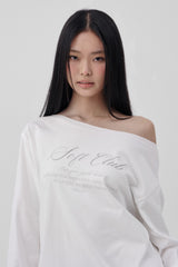 Soft Club one-shoulder sweatshirt, White