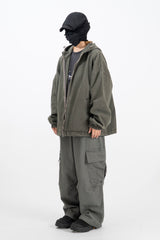 Halsey Stone washed Hooded Zip-Up