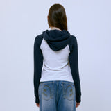 Asymmetric Ruched Hoodie (NAVY)