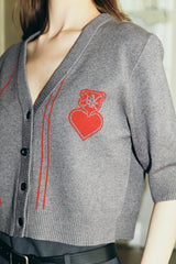 DVRK PRIVÉ HEART LOGO KNITTED CARDIGAN - GREY