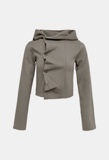 Frill Button Hooded Cardigan