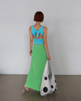 Back Slit Ribbon Knot Round Sleeveless