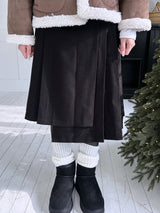 wool unbalanced pleats midi sk(2color)