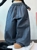 OVER BALLOON CURVE DENIM LONG PANTS 🖤💙2COLOR