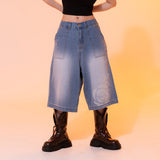 Fire Rose Bermuda Denim Pants Blue