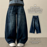 Ipp vintage washing round incision denim wide pants