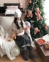 [wool 20%] ティールストライプタイミディスカート