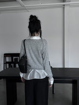 minimal basic V-neck knit (2color)