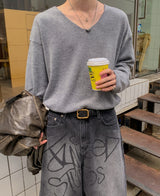 ウィンドモヘアVネックニット