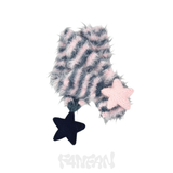 Fluffy Striped Scarf with Star Accents （Midnight & Sakura)