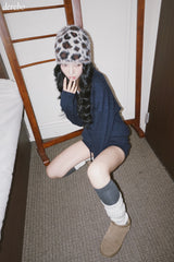 Twisted collar knit pants two-piece set