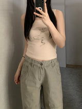 Erica Flower Ribbed Sleeveless