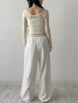 End Two-Tuck Nylon Banding Wide Pants