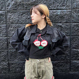 KIRSH X TOKYO ビックチェリークロップTシャツ【ブラック】