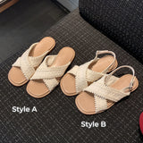 Cross Weave Open-Toe Strap Sandals