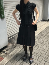 Monday Office Ball Stud Pleated Midi Skirt