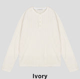 ペールヘンリーネックリブド長袖Tシャツ
