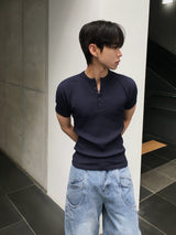ティブ マッスルフィットヘンリーネック半袖Tシャツ 5C
