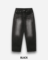 Curved brush denim pants