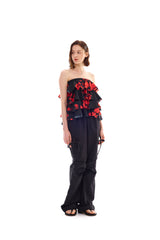 FLUTTER FRILL TOP SKIRT / RED