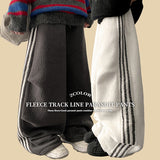 Canple fleece color line wide pants