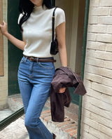 Rosley Half Neck Cap-Sleeve Knit