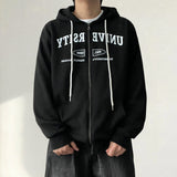  Etzオーバーフィット レタリング フーデッド ジップアップ